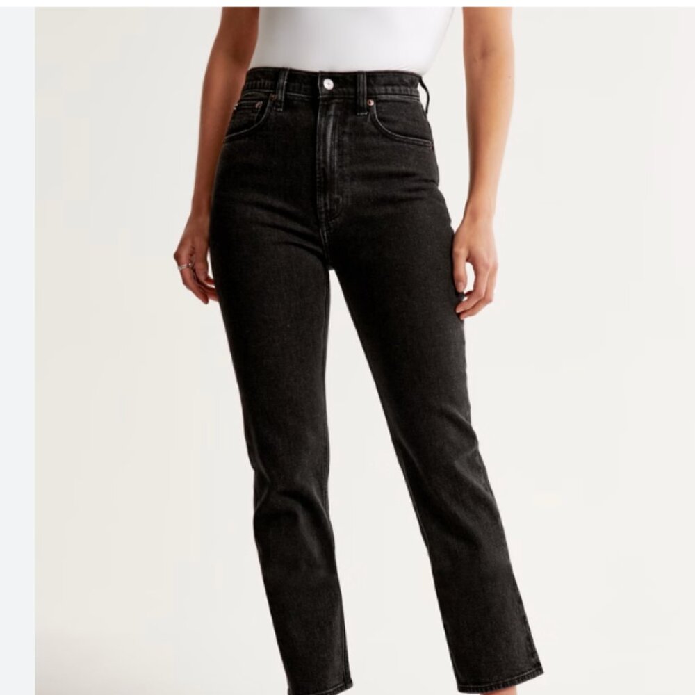 Abercrombie & Fitch Women's Straight Leg Jeans — Black Wash